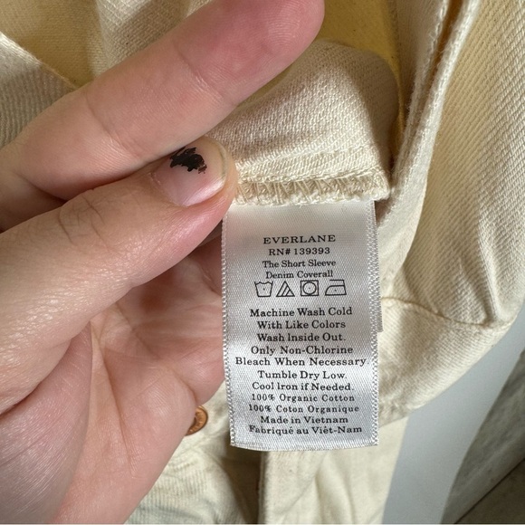 Everlane The Short Sleeve Denim Overall in Cream Size 8 - Picture 6 of 7